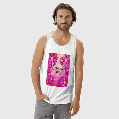 Мужская майка Цветочный стиль 8 марта / Белый – фото 3