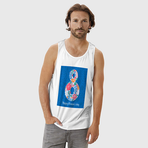 Мужская майка Цветочный дизайн для женского дня / Белый – фото 3