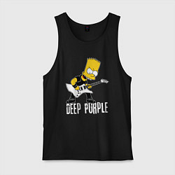 Майка мужская хлопок Deep Purple Барт Симпсон рокер, цвет: черный