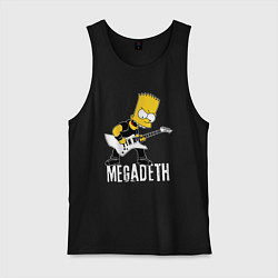 Майка мужская хлопок Megadeth Барт Симпсон рокер, цвет: черный