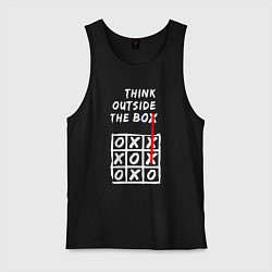 Майка мужская хлопок Think outside the box game, цвет: черный