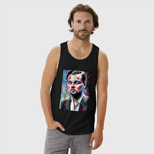 Мужская майка Леонардо Ди Каприо поп-арт / Черный – фото 3