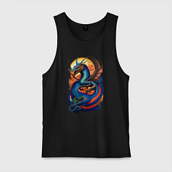 Майка мужская хлопок Japanese dragon - irezumi, цвет: черный