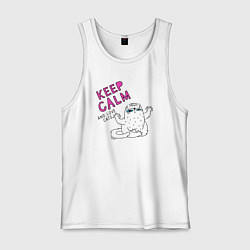 Майка мужская хлопок Keep calm and love cats, цвет: белый