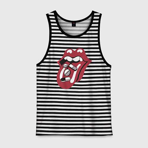 Мужская майка Rolling stones pills / Черная тельняшка – фото 1