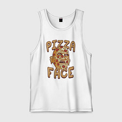 Майка мужская хлопок Pizza face, цвет: белый