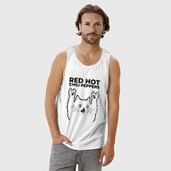 Майка мужская хлопок Red Hot Chili Peppers - rock cat, цвет: белый — фото 2