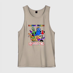 Майка мужская хлопок Радужные друзья - монстры Роблокс, цвет: миндальный