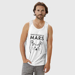 Майка мужская хлопок Thirty Seconds to Mars - rock cat, цвет: белый — фото 2