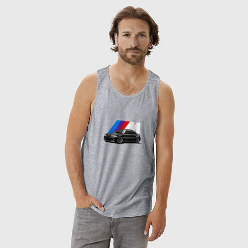 Мужская майка БМВ на фоне m performance / Меланж – фото 3