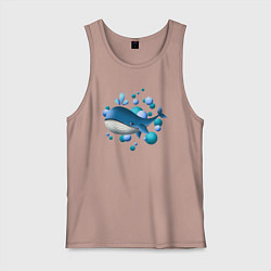 Майка мужская хлопок Кит и пузырьки, цвет: пыльно-розовый