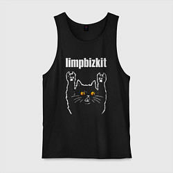Майка мужская хлопок Limp Bizkit rock cat, цвет: черный