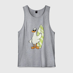 Майка мужская хлопок Гусь серфингист в очках, цвет: меланж