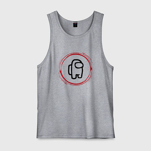 Мужская майка Символ Among Us и красная краска вокруг / Меланж – фото 1