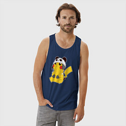 Майка мужская хлопок Pika panda, цвет: тёмно-синий — фото 2