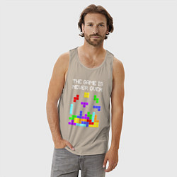 Майка мужская хлопок Tetris - the game is never over, цвет: миндальный — фото 2