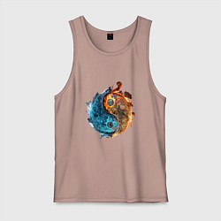 Майка мужская хлопок Стихии огня и воды, цвет: пыльно-розовый