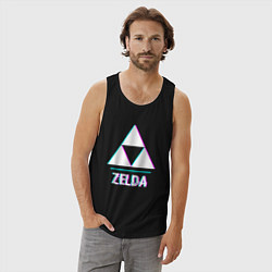 Майка мужская хлопок Zelda в стиле glitch и баги графики, цвет: черный — фото 2