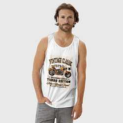 Майка мужская хлопок Винтажный чеппер, цвет: белый — фото 2