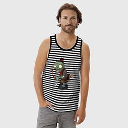 Майка мужская хлопок Зомби лучник, цвет: черная тельняшка — фото 2