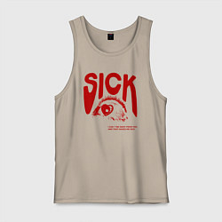 Майка мужская хлопок Sick i cant away from you red, цвет: миндальный