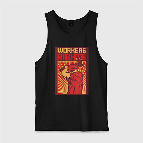 Мужская майка Права работников / Черный – фото 1