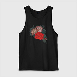 Майка мужская хлопок Цветы Irezumi, цвет: черный