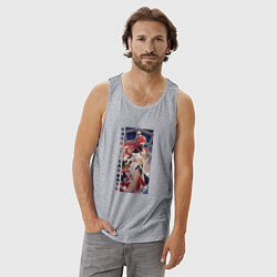 Майка мужская хлопок Улыбка Химеко, цвет: меланж — фото 2