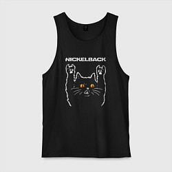 Майка мужская хлопок Nickelback rock cat, цвет: черный