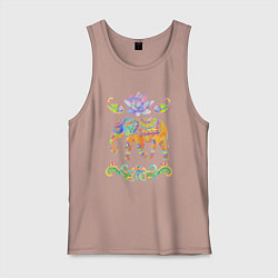 Майка мужская хлопок Индийский слон батик, цвет: пыльно-розовый