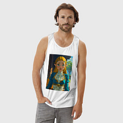 Майка мужская хлопок The legend of Zelda - ahegao art, цвет: белый — фото 2