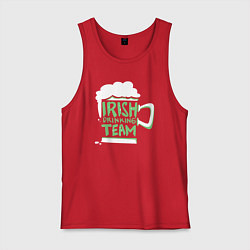 Майка мужская хлопок Пьющая ирландская команда, цвет: красный