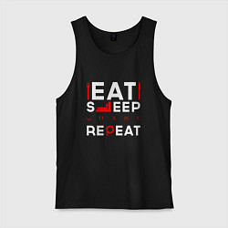 Мужская майка Надпись eat sleep Quake repeat