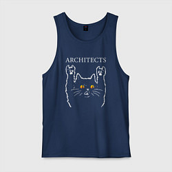 Майка мужская хлопок Architects rock cat, цвет: тёмно-синий