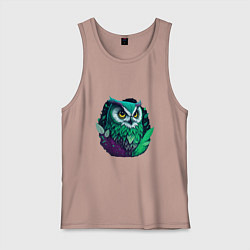 Майка мужская хлопок Изумрудная сова, цвет: пыльно-розовый