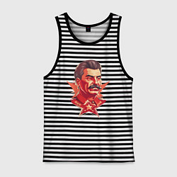 Майка мужская хлопок Граффити Сталин, цвет: черная тельняшка