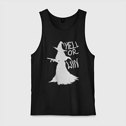 Майка мужская хлопок Hell or win white, цвет: черный