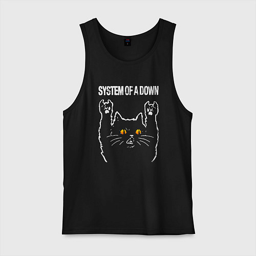 Мужская майка System of a Down rock cat / Черный – фото 1