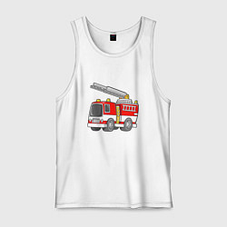Майка мужская хлопок Красная пожарная машина, цвет: белый