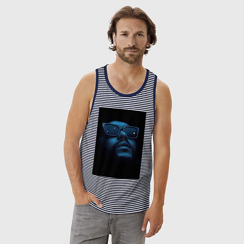Мужская майка Взгляд в пустоту / Синяя тельняшка – фото 3