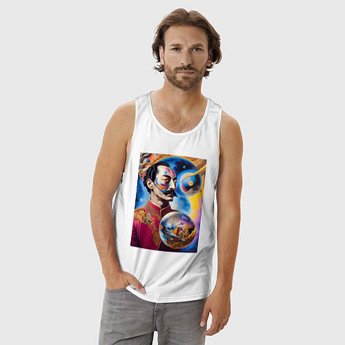 Мужская майка Загадочный мир Сальвадора Дали - нейросеть / Белый – фото 3