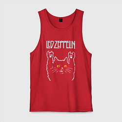 Майка мужская хлопок Led Zeppelin rock cat, цвет: красный