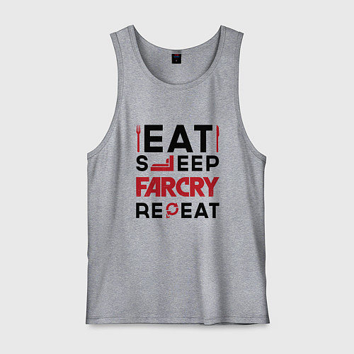 Мужская майка Надпись: eat sleep Far Cry repeat / Меланж – фото 1