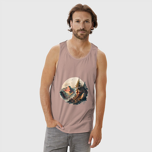 Мужская майка Горы в стиле моротай / Пыльно-розовый – фото 3