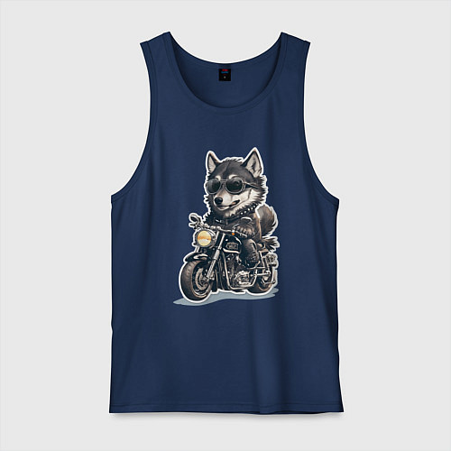 Мужская майка Волчья сила на двух колесах / Тёмно-синий – фото 1