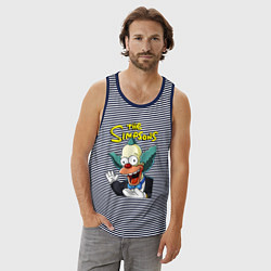 Майка мужская хлопок Krusty the clown, цвет: синяя тельняшка — фото 2