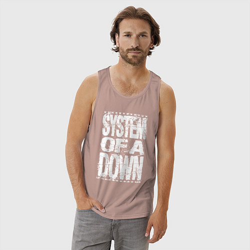 Мужская майка System of a down - stencil / Пыльно-розовый – фото 3
