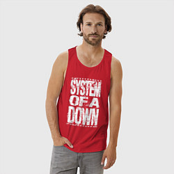 Майка мужская хлопок System of a down - stencil, цвет: красный — фото 2