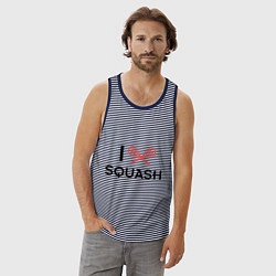 Майка мужская хлопок I Love Squash, цвет: синяя тельняшка — фото 2