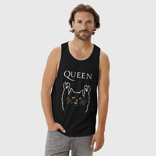 Мужская майка Queen rock cat / Черный – фото 3